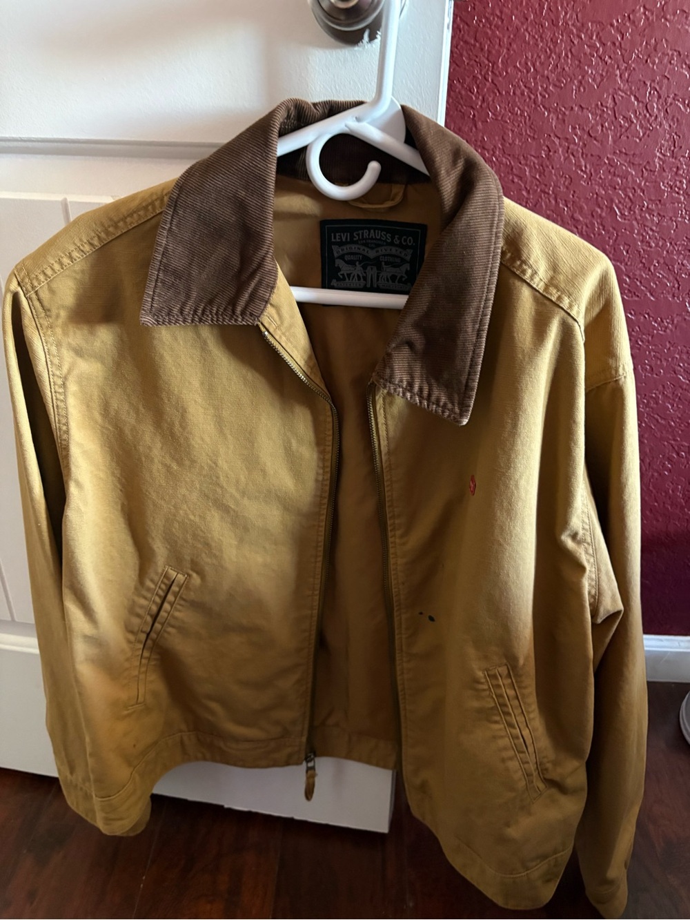Levi's Men's Mustard Tan Jacket with Brown Corduroy Collar